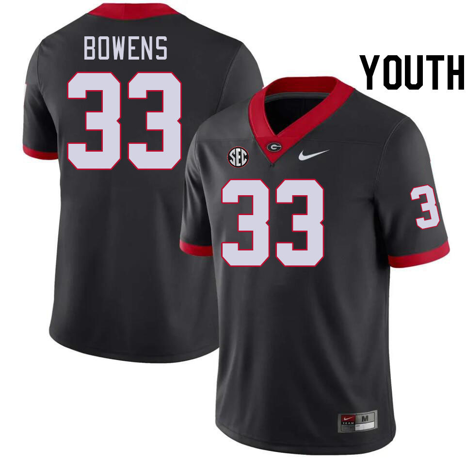 Youth #33 Chauncey Bowens Georgia Bulldogs College Football Jerseys Stitched-Black